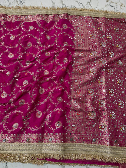 Banarasi Soft Georgette Silk Saree With Mirror And Ghunghroo Work