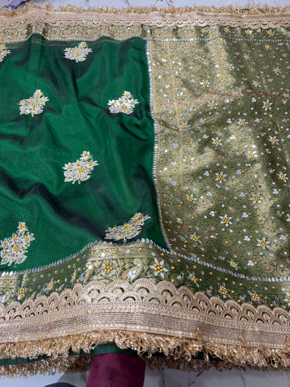 Banarasi Soft Tissue Silk Saree With Embroidery Work Or Mirror Work