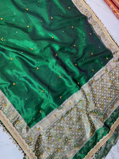 Banarasi Soft Tissue Silk Saree With Mirror And Ghunghroo Work