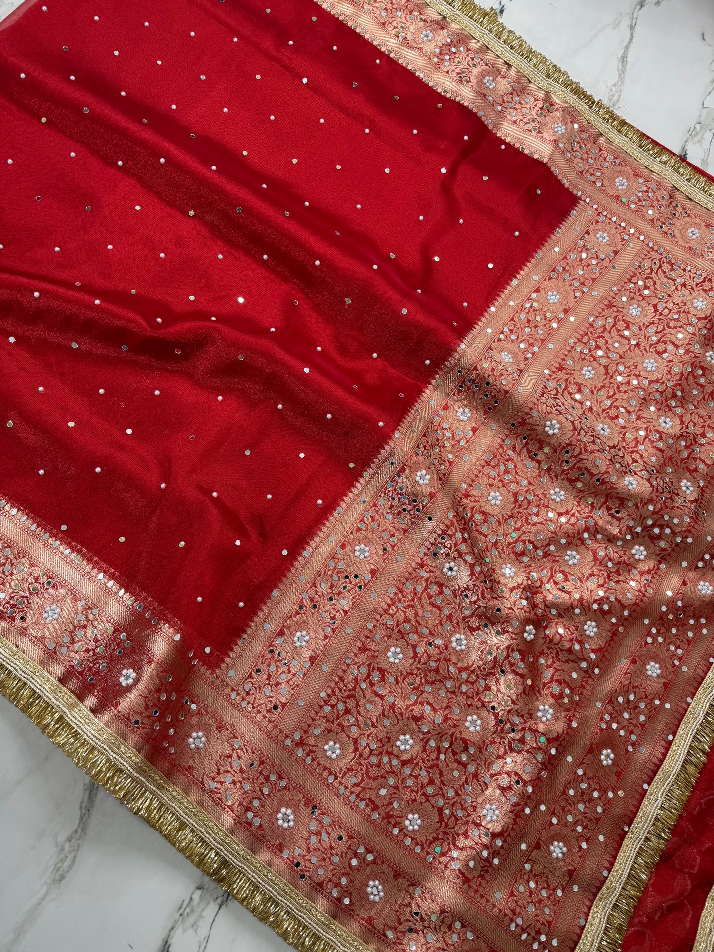 Banarasi Soft Tissue Silk Saree With Mirror Work