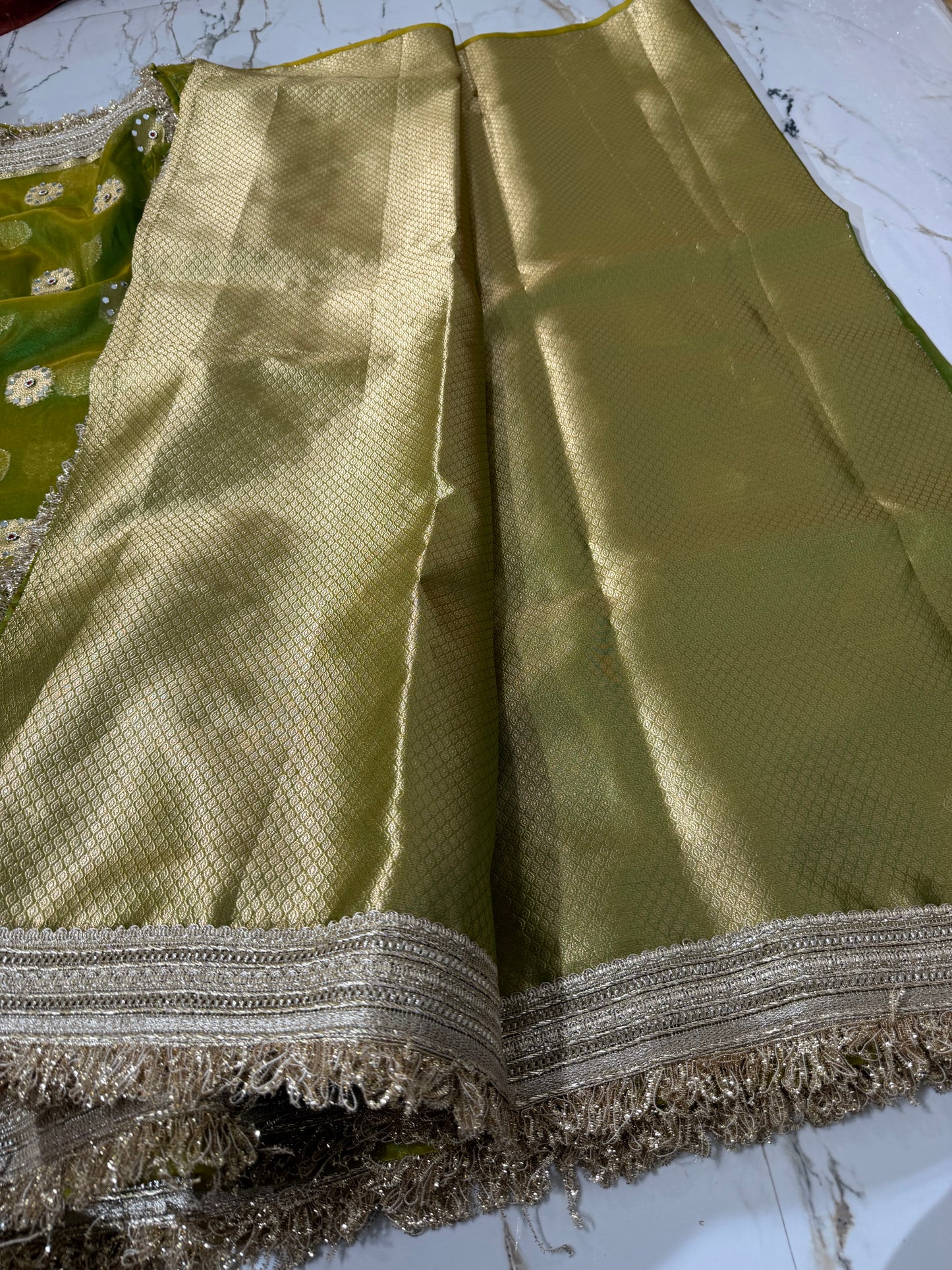 Banarasi Soft Tissue Silk Saree With Mirror Work