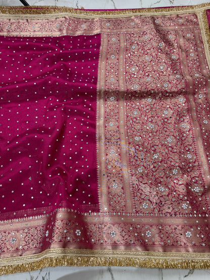 Banarasi Soft Tissue Silk Saree With Mirror Work