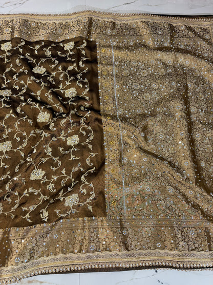 Banarasi Soft Tissue Silk Saree With Embroidery Work or Mirror Work