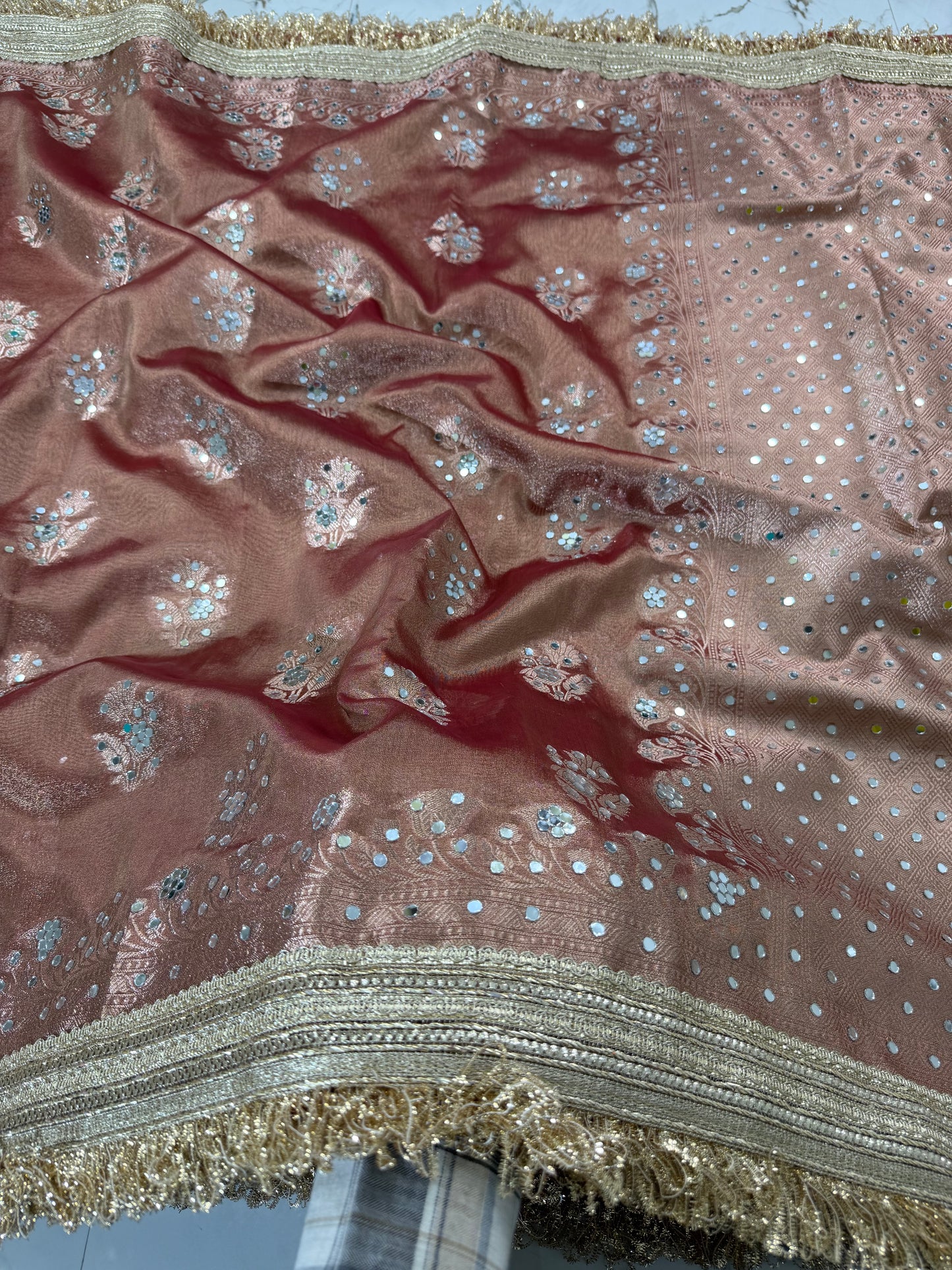 Banarasi Soft Tissue Silk Saree With Mirror Work