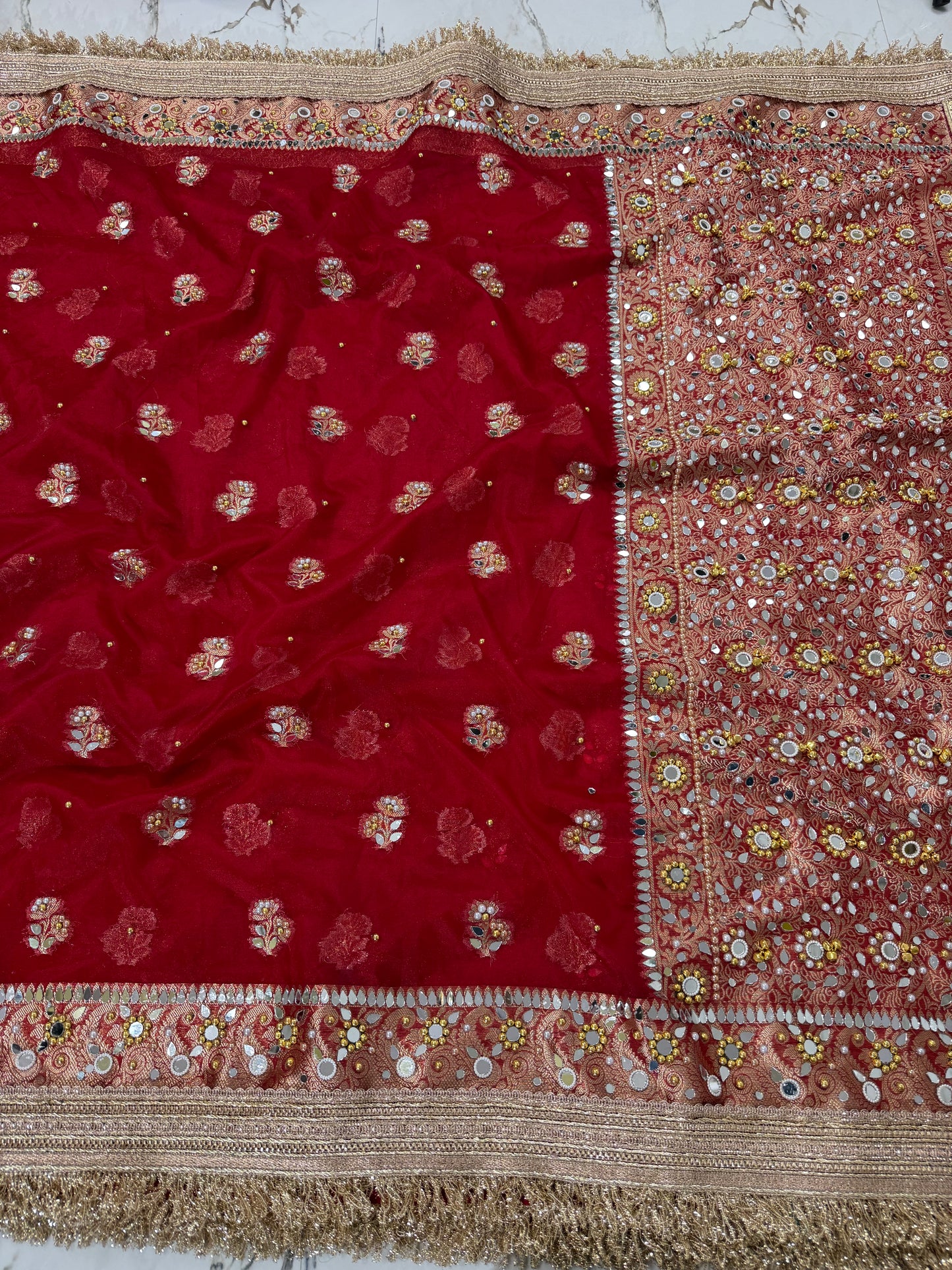 Banarasi Premium Quality Soft Kora Silk Saree With Mirror And Ghunghroo Work