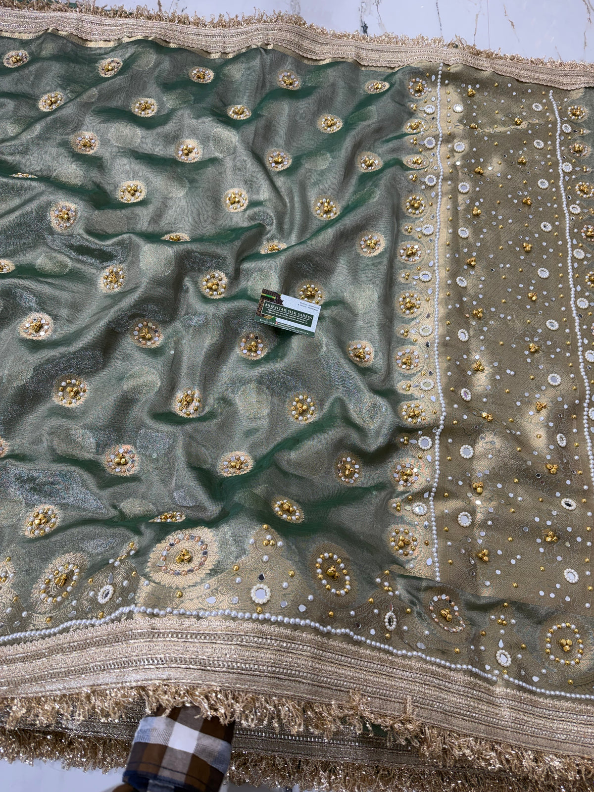 Banarasi Soft Tissue Silk Saree With Mirror And Ghunghroo Work
