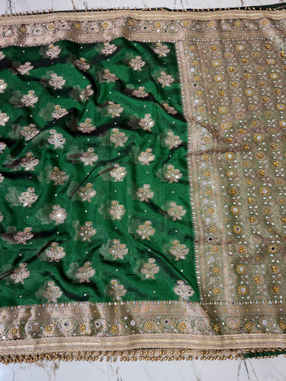 Banarasi Soft Tissue Silk Saree With Mirror And Ghunghroo Work