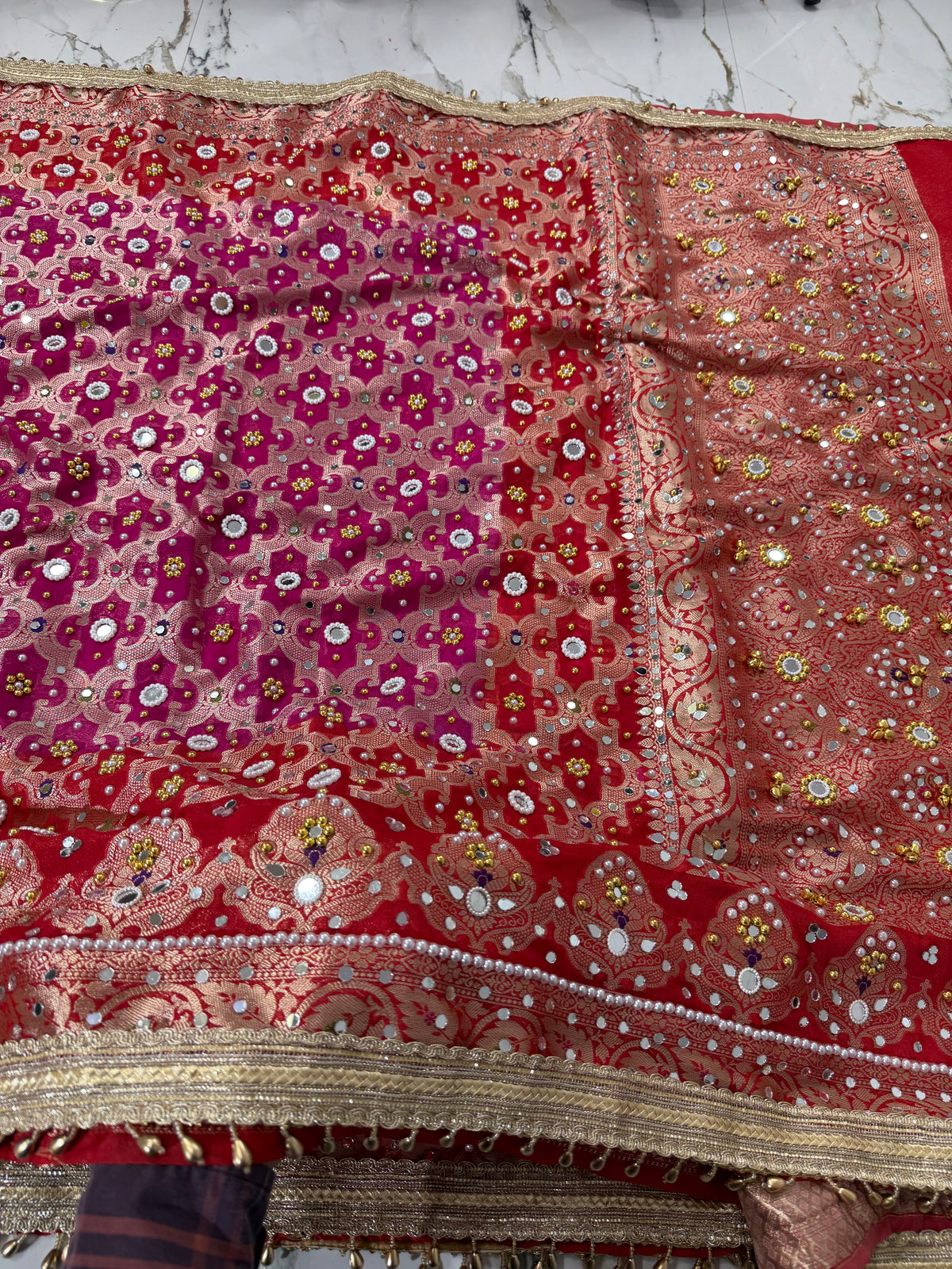 Banarasi Soft Georgette Silk Saree With Mirror and Ghunghroo Work