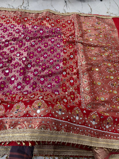 Banarasi Soft Georgette Silk Saree With Mirror and Ghunghroo Work