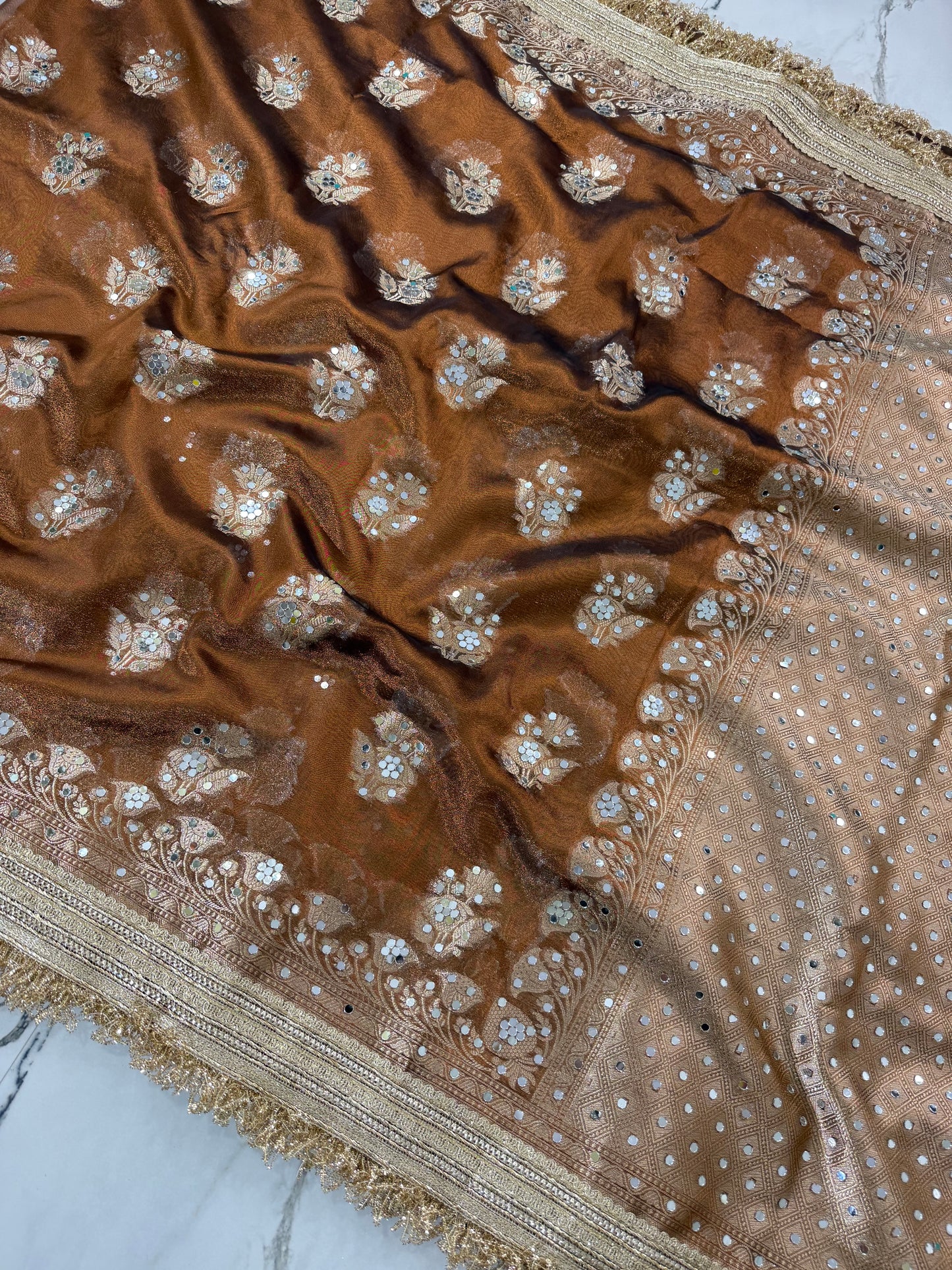 Banarasi Tissue Silk Saree With Mirror Work