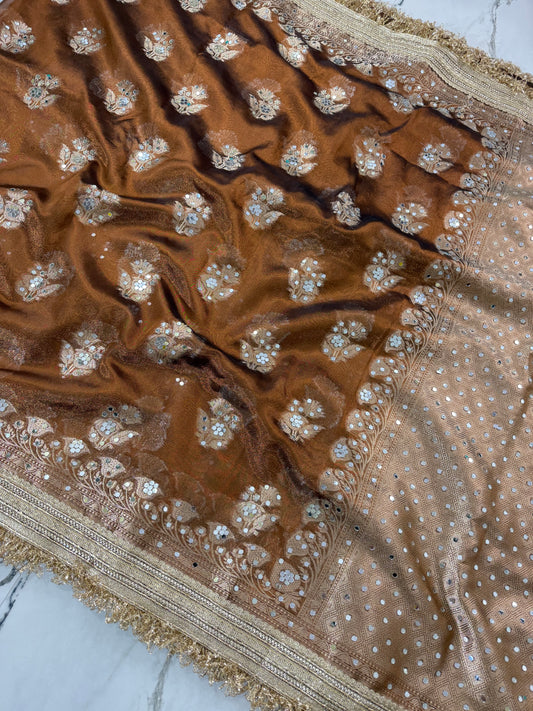 Banarasi Tissue Silk Saree With Mirror Work