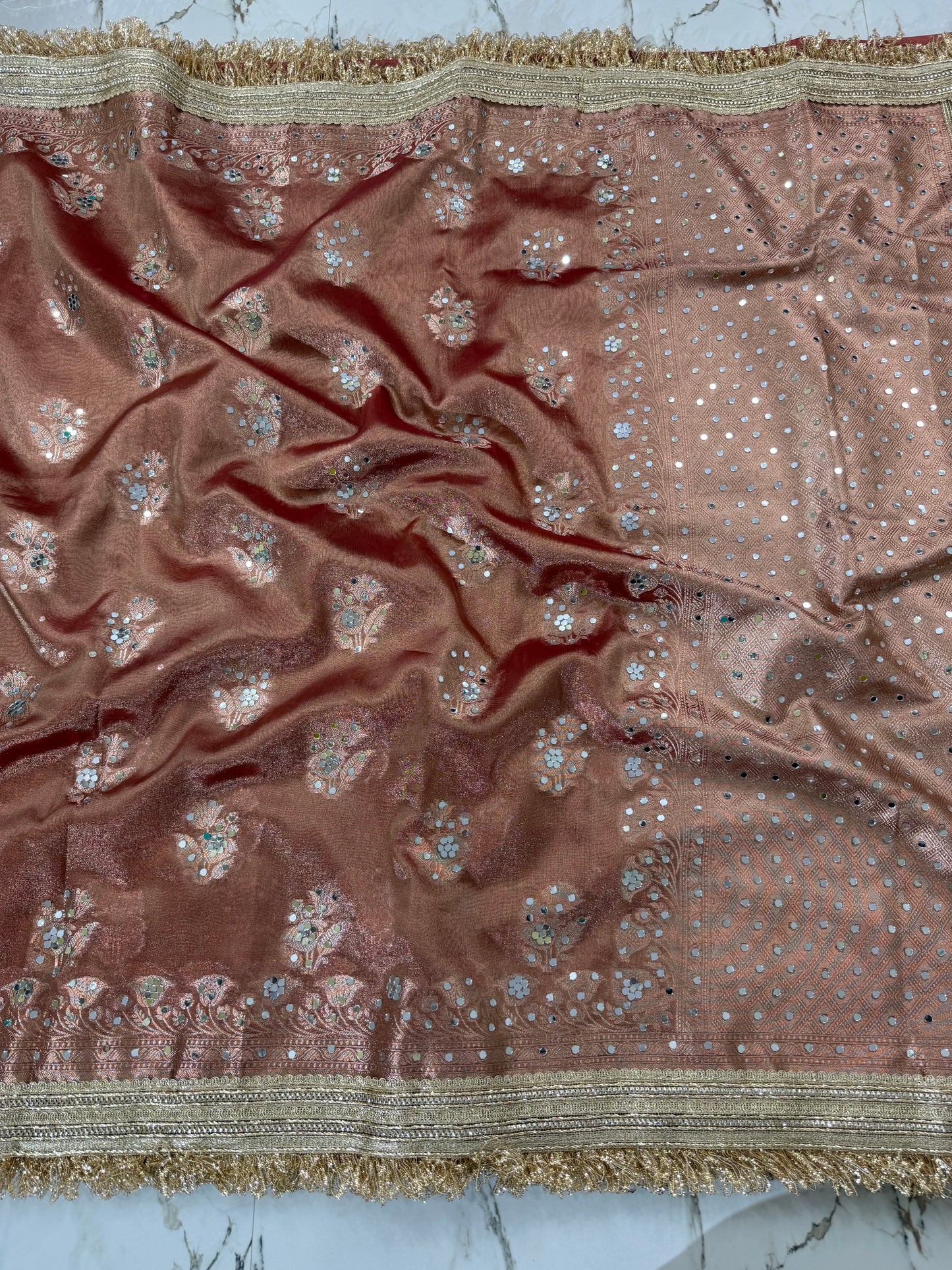 Banarasi Soft Tissue Silk Saree With Mirror Work