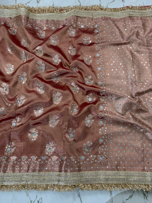 Banarasi Soft Tissue Silk Saree With Mirror Work