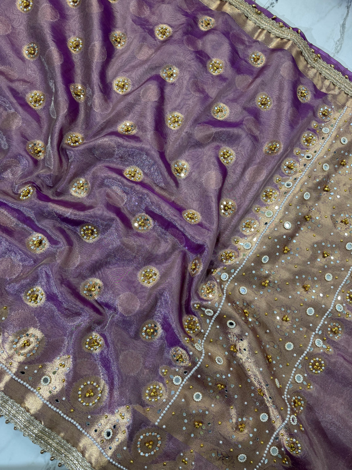 Banarasi Soft Tissue Silk Saree With Mirror And Ghunghroo Work