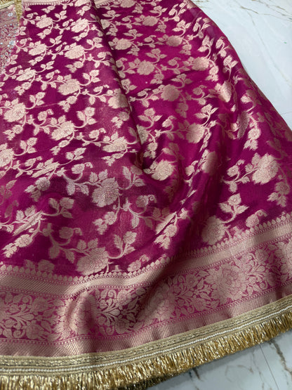 Banarasi Soft Tissue Silk Saree With Mirror Work