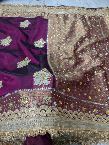 Banarasi Soft Tissue Silk Saree With Embroidery Work or mirror Work
