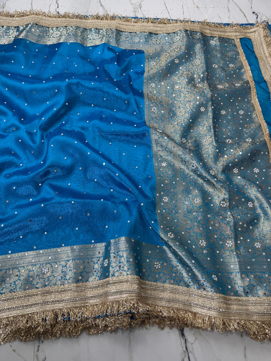 Banarasi Soft Tissue Silk Saree With Mirror Work