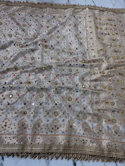 Banarasi Soft Georgette Silk Saree With Mirror And Ghunghroo Work