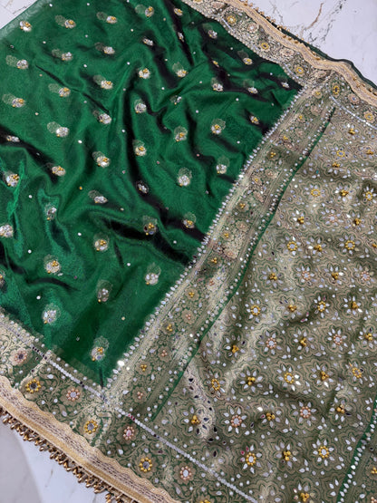 Banarasi Soft Tissue Silk Saree With Mirror And Ghunghroo Work