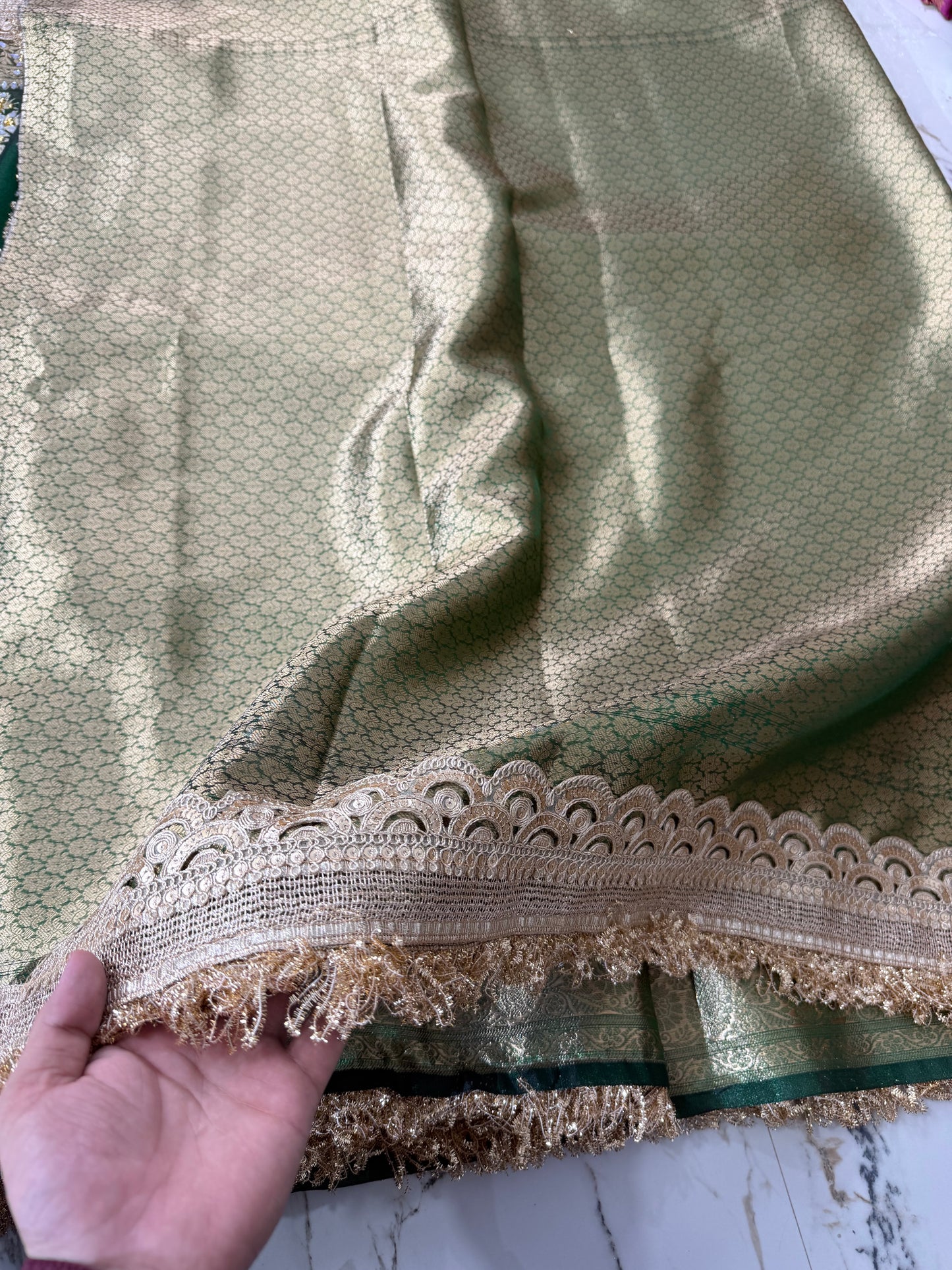 Banarasi Soft Tissue Silk Saree With Embroidery Work Or Mirror Work