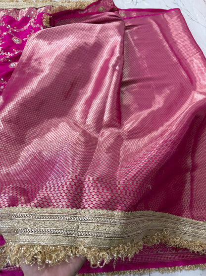 Banarasi Soft Georgette Silk Saree With Mirror And Ghunghroo Work