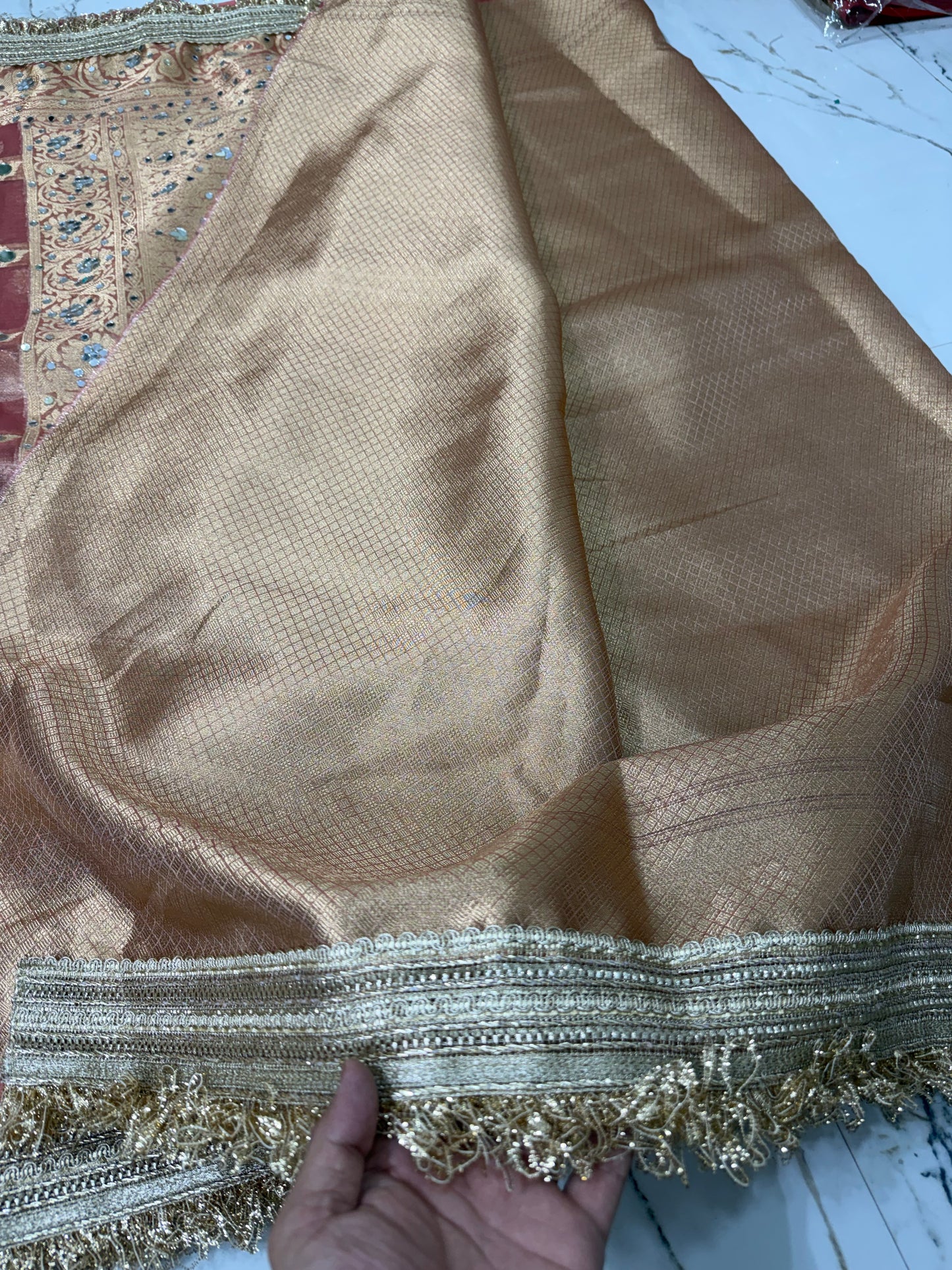 Banarasi Soft Tissue Silk Saree With Mirror Work
