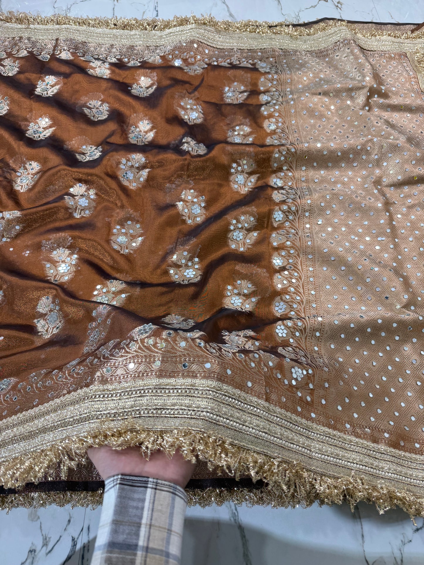 Banarasi Tissue Silk Saree With Mirror Work
