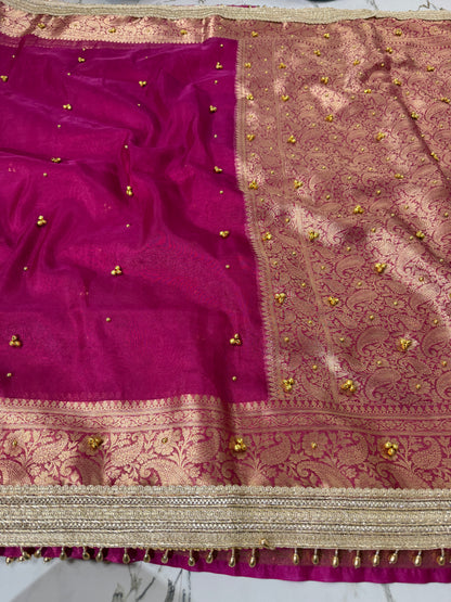 Banarasi Soft Tissue Silk Saree With Ghunghroo Work