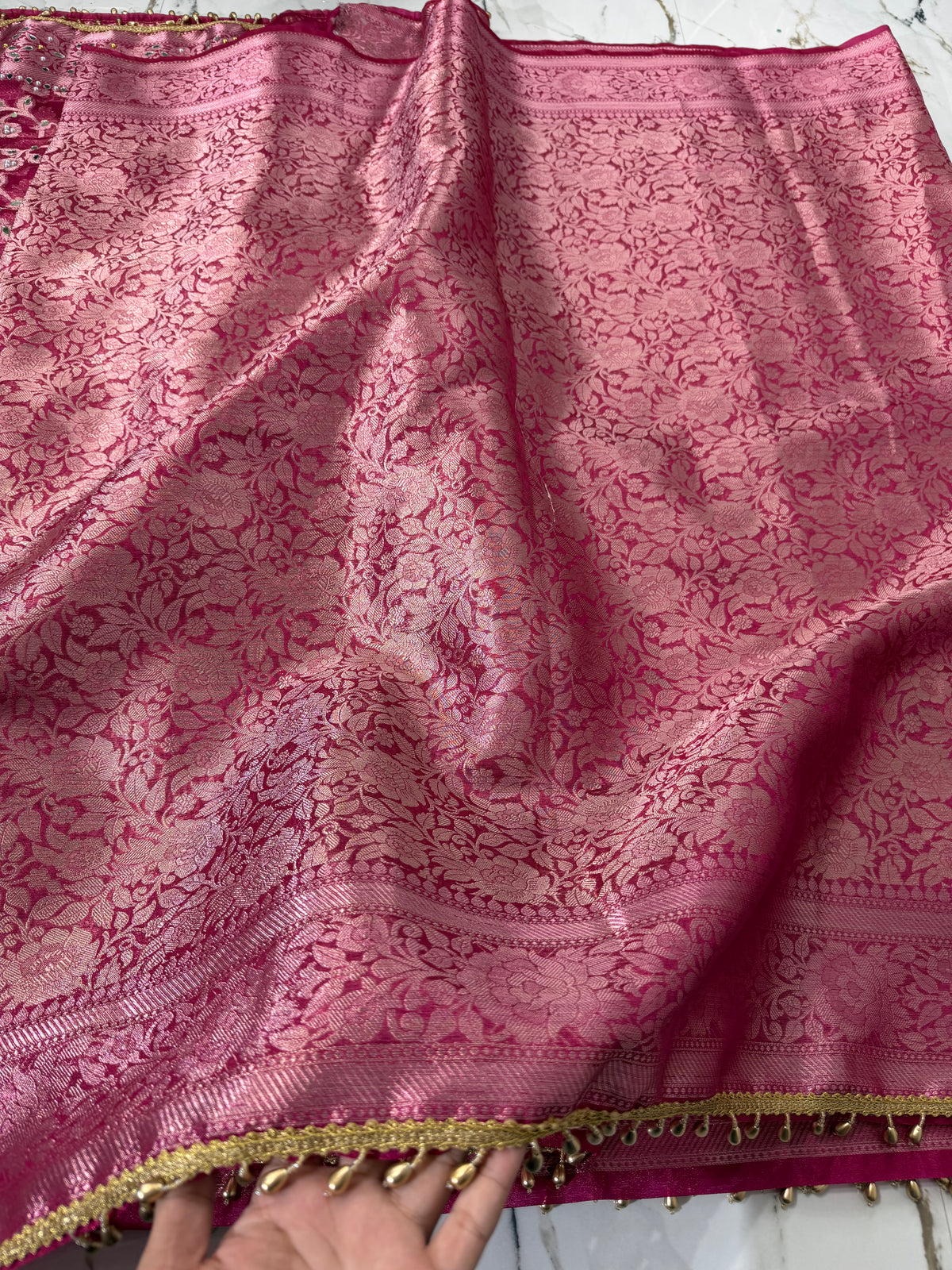Banarasi Soft Tissue Silk Saree With Mirror And Ghunghroo Work