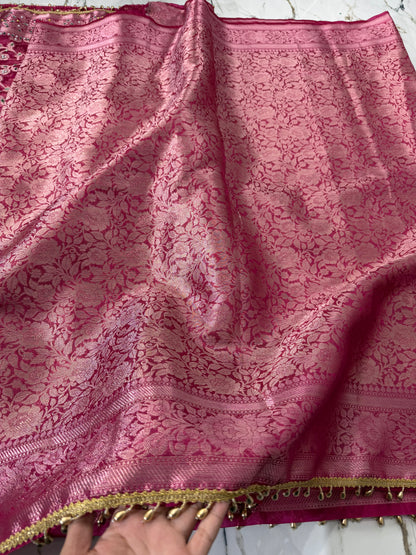 Banarasi Soft Tissue Silk Saree With Mirror And Ghunghroo Work