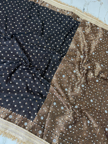Banarasi Soft Warm Silk Saree With Mirror And Pearl Work