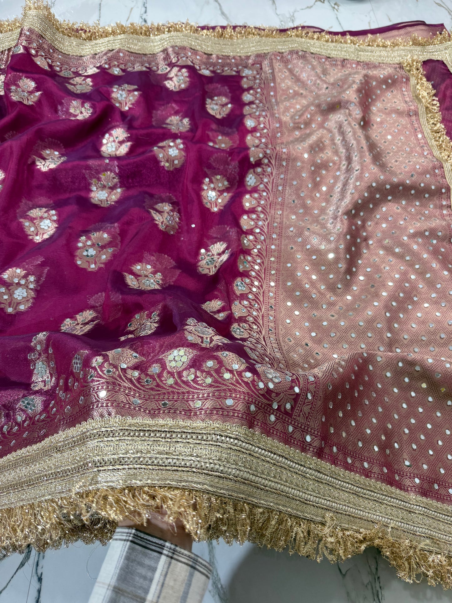 Banarasi Soft Tissue Silk Saree With Mirror Work