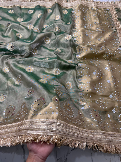 Banarasi Soft Tissue Silk Saree With Mirror Work