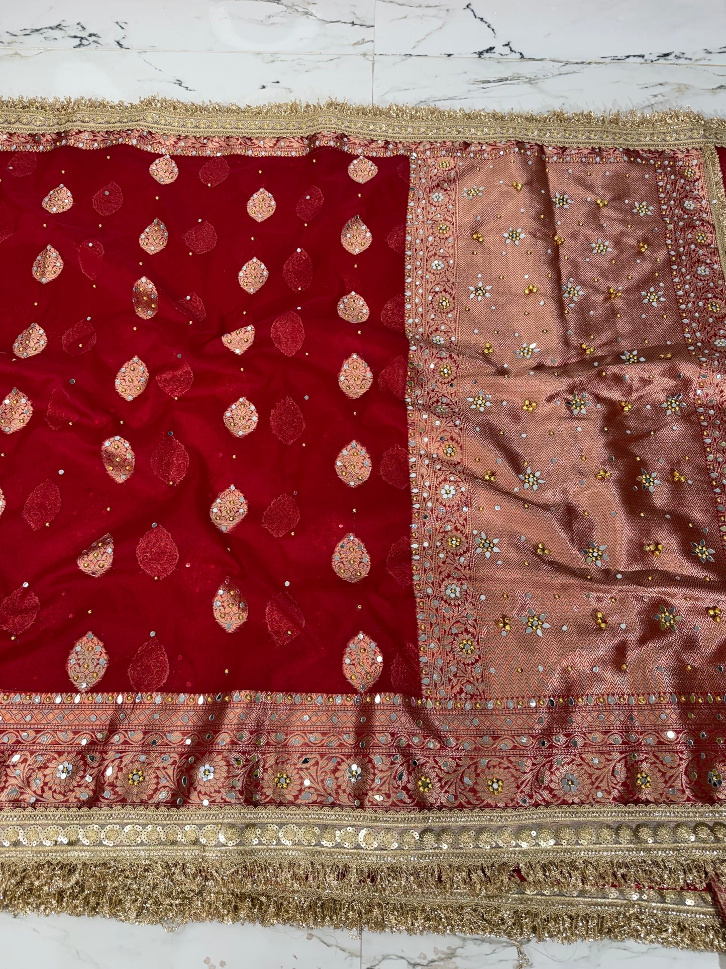 Banarasi Soft Kora Silk Saree With Mirror And Ghunghroo Work