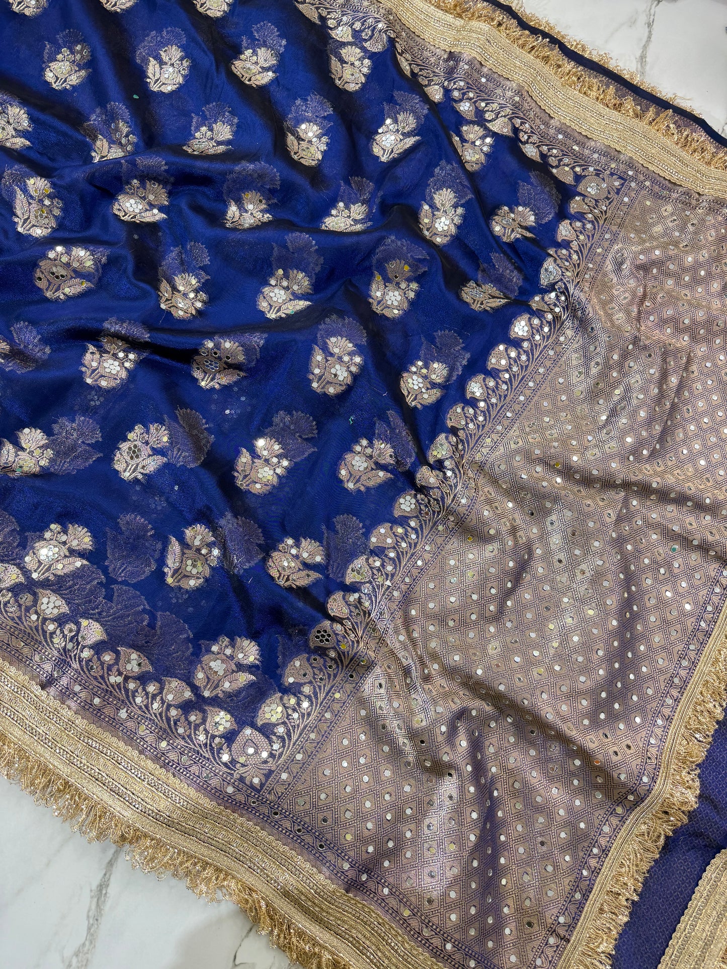 Banarasi Tissue Silk Saree With Mirror Work