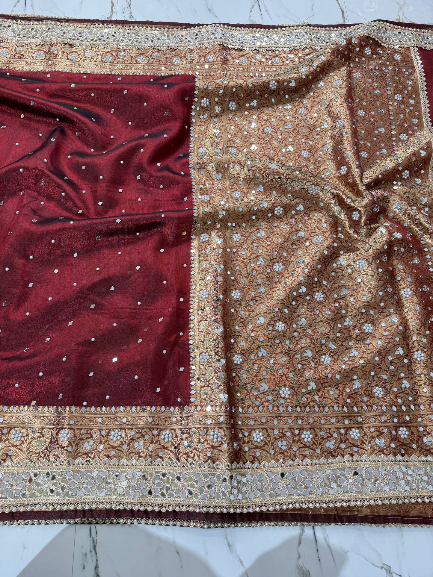 Banarasi Soft Tissue Silk Saree With Mirror Work