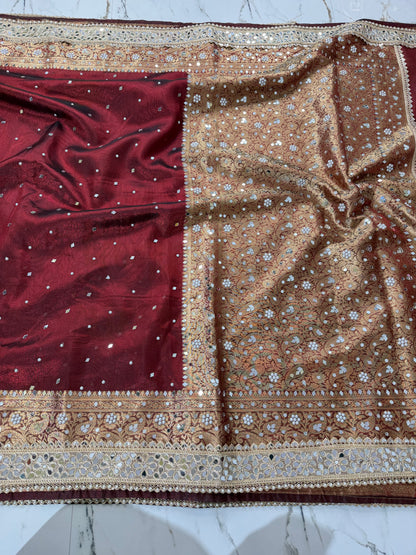 Banarasi Soft Tissue Silk Saree With Mirror Work