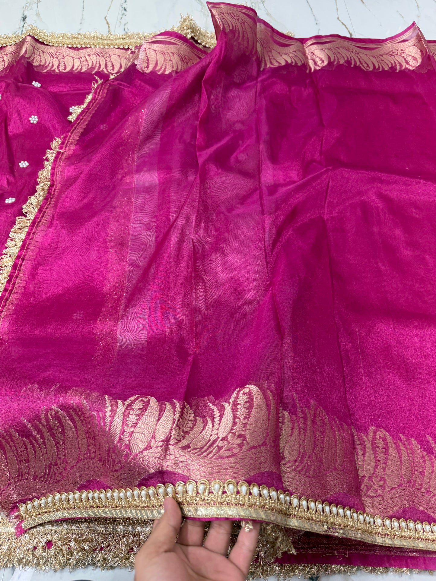 Banarasi Soft Tissue Silk Saree With Stone Work