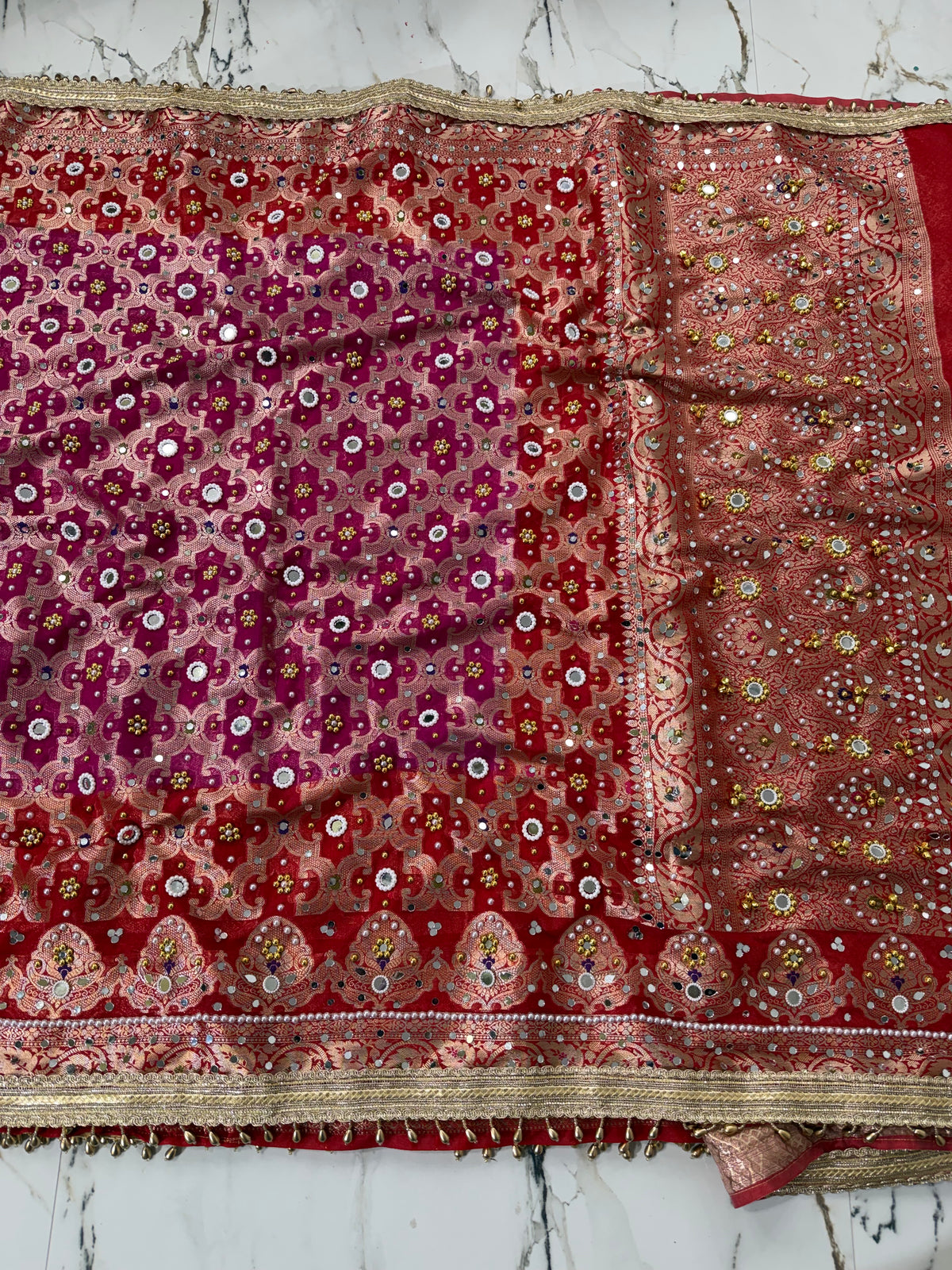 Banarasi Soft Georgette Silk Saree With Mirror and Ghunghroo Work