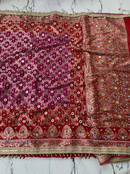 Banarasi Soft Georgette Silk Saree With Mirror and Ghunghroo Work