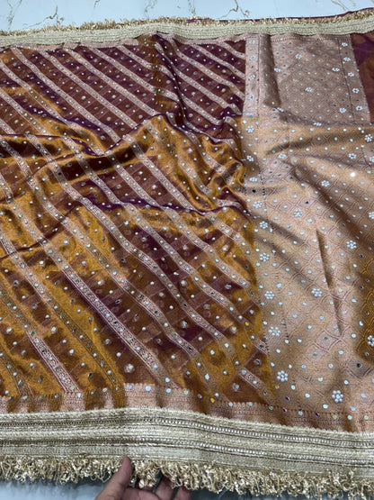 Banarasi Soft Tissue Silk Saree With Mirror Work