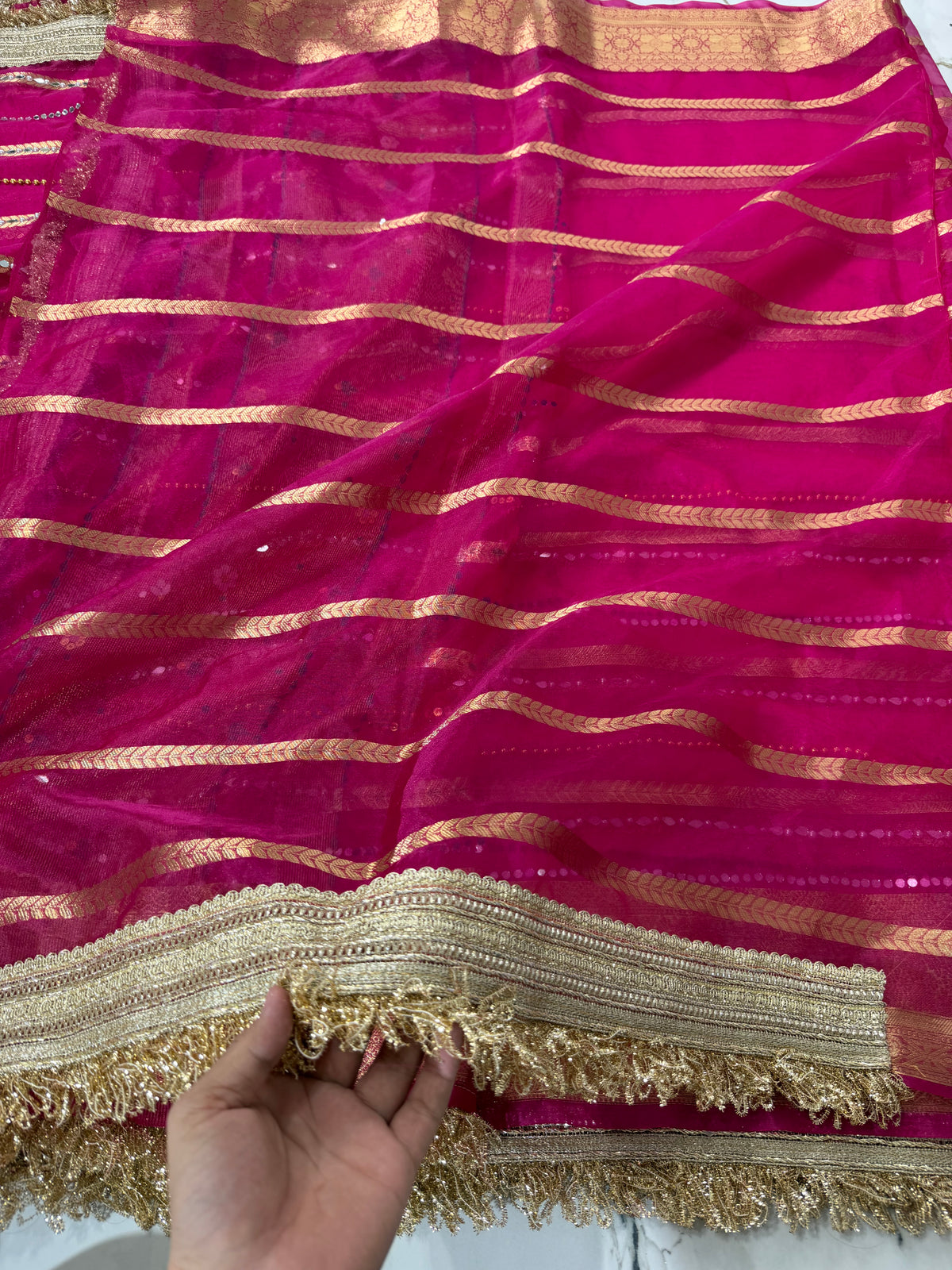 Banarasi Soft Tissue Silk Saree With Mirror Work