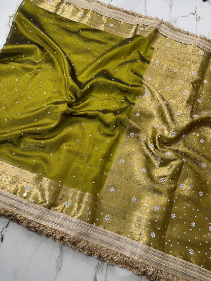 Banarasi Soft Tissue Silk Saree With Mirror Work