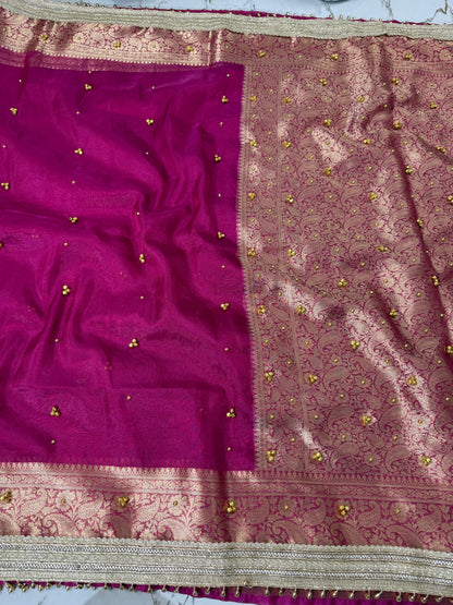 Banarasi Soft Tissue Silk Saree With Ghunghroo Work