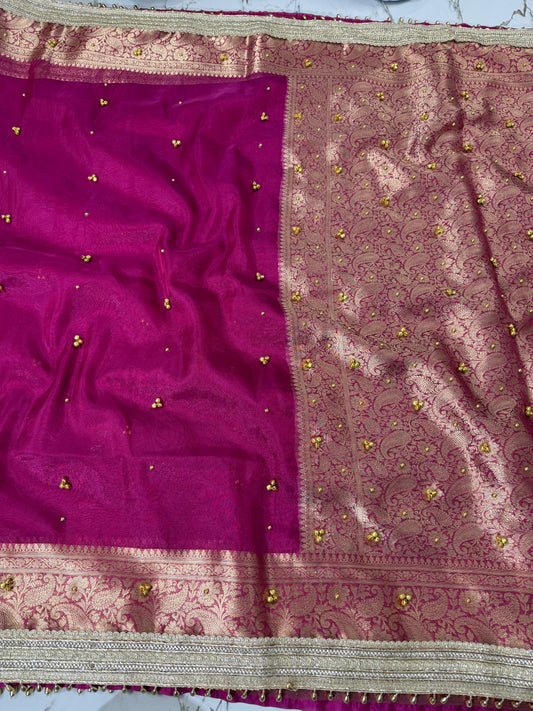 Banarasi Soft Tissue Silk Saree With Ghunghroo Work