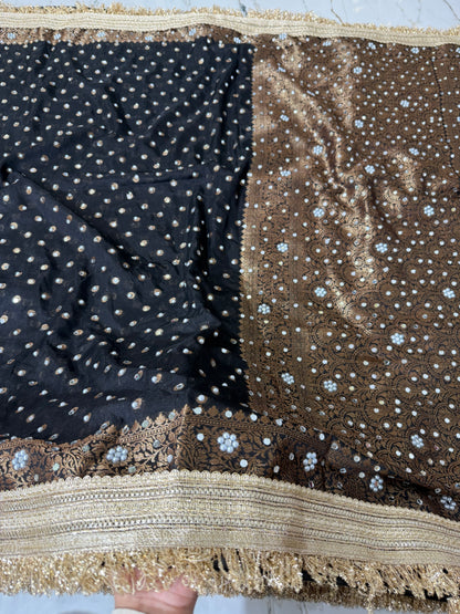 Banarasi Soft Warm Silk Saree With Mirror And Pearl Work