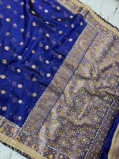 Banarasi Soft Tissue Silk Saree With Mirror And Ghunghroo Work