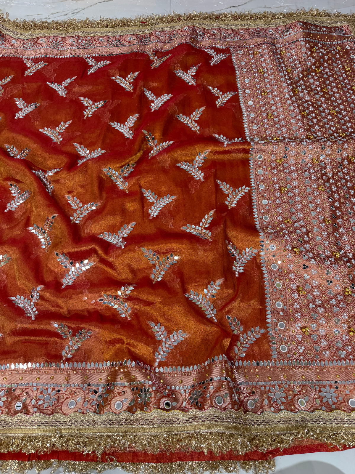 Banarasi Soft Tissue Silk Saree With Mirror And Ghunghroo Wrok
