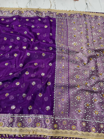 Banarasi Soft Tissue Silk Saree With Mirror And Ghunghroo Work