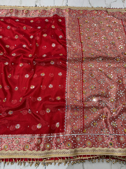 Banarasi Soft Tissue Silk Saree With Mirror And Ghunghroo Work
